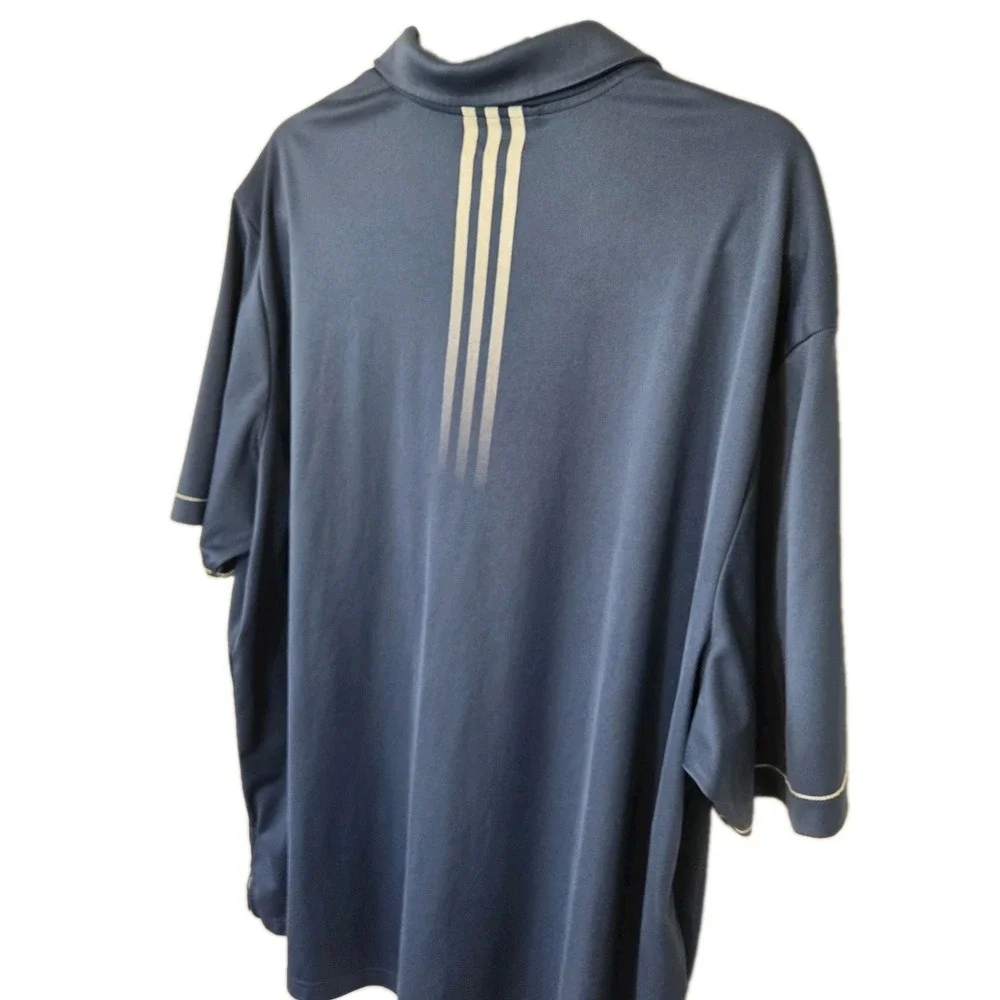Adidas Mens 2XL Polo Shirt Blue Climalite Golf Short Sleeve Performance Athletic